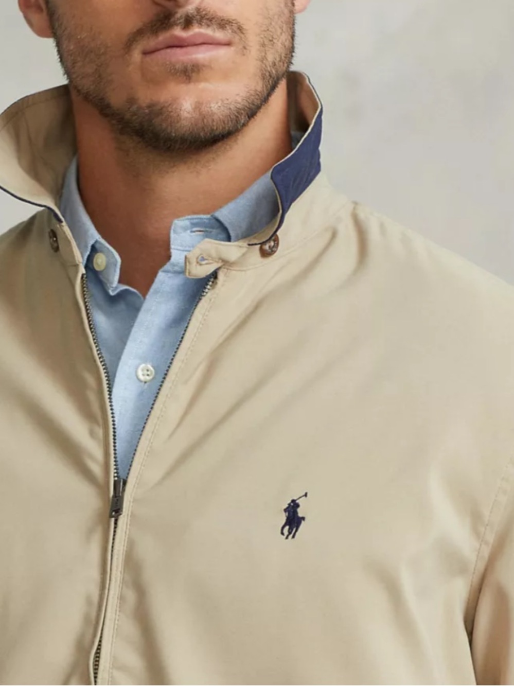 Polo by Ralph Lauren L Light Tan Zip-Front Harrington Jacket - Picture 3 of 11